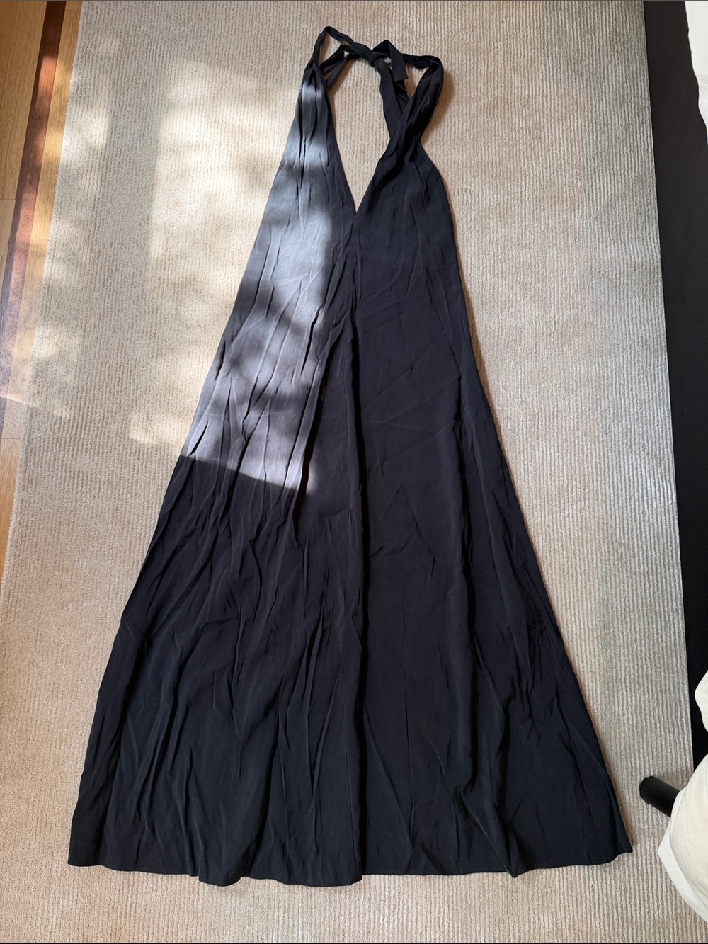 Zara Halter Tie Midi Dress Black Open Back V Neck Size S NWOT 0/4772/216/800/02 - Picture 5 of 10